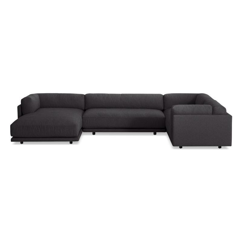 Sunday Sofa & Chaise, Sanford Black Crossweave, Right Hand Facing