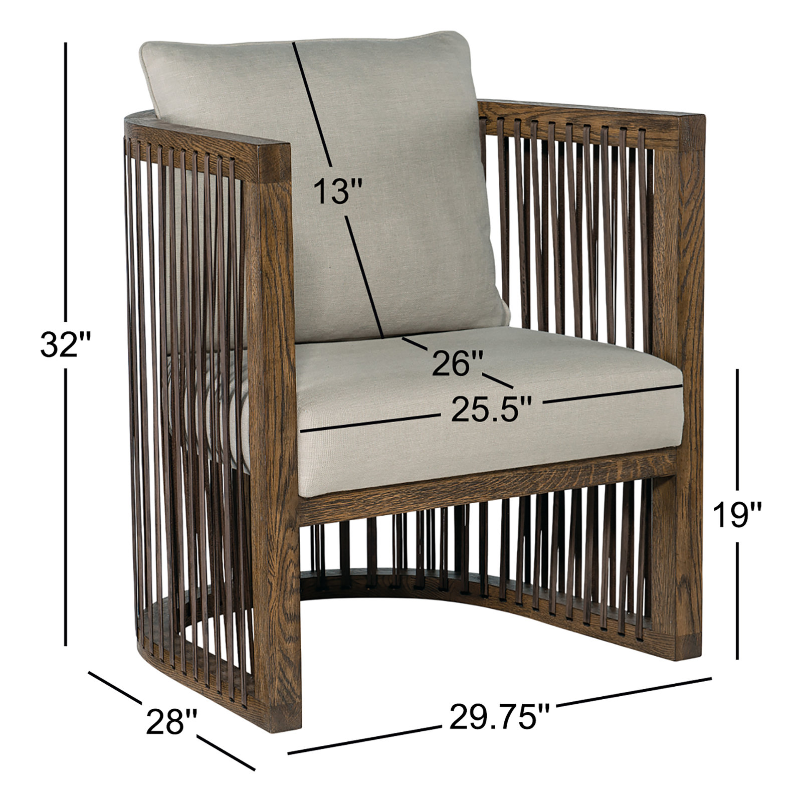 CC Upholstered Accent Chair, Beige Linen Blend