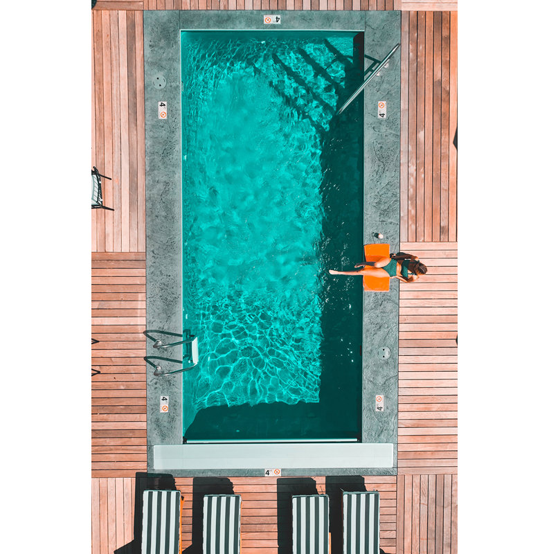 At The Pool - Print on Plastic / Acrylic, Black Frame, 120cm H x 80cm W x 10cm D