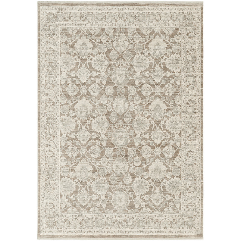 Shadows Ivory Mocha Vintage Indoor Rug, Rectangle 5'3" x 7'3"