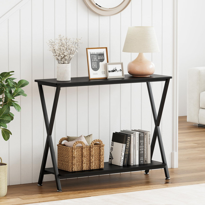 Console Thaliah, H 31,8 po x l 33,5 po x P 11,8 po, Noir, noir, noir, noir