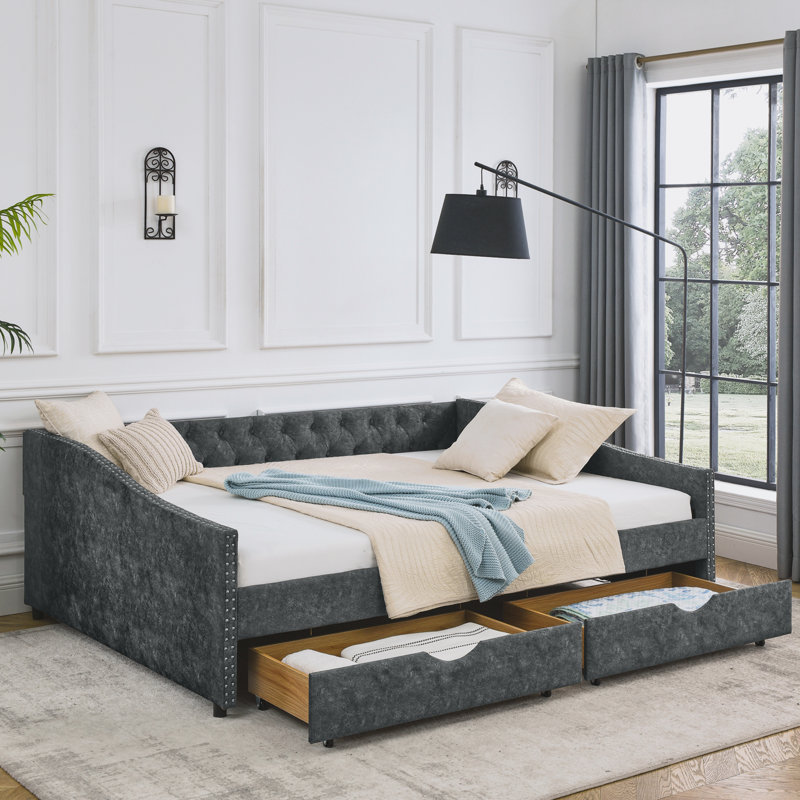 Nadege Upholstered Daybed, Gray, Queen
