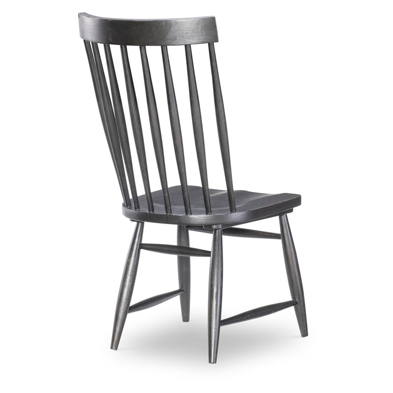 Vintage Market Windsor Side Chair 18 Inch Seat Height Tapered Spindles Select Hardwoods and Oak Veneers Kettle Black Finish