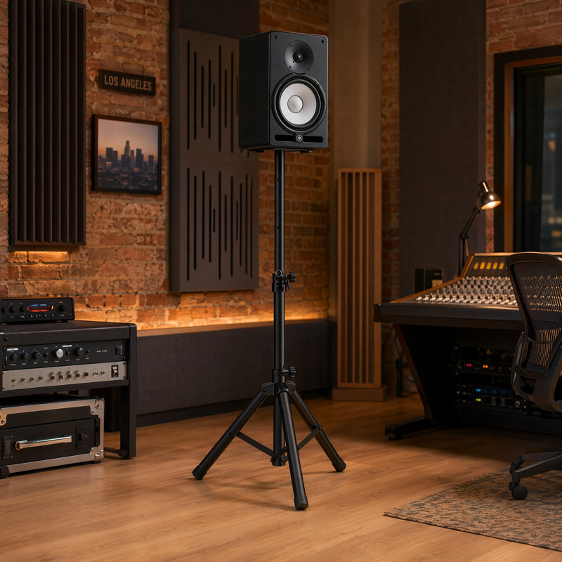 Slim Mini Adjustable Tripod Speaker Stands with Pole Mount