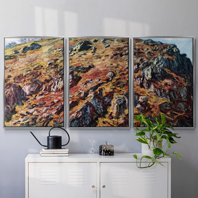Étude de roches, 1889, reproduction sur toile 3 pièces