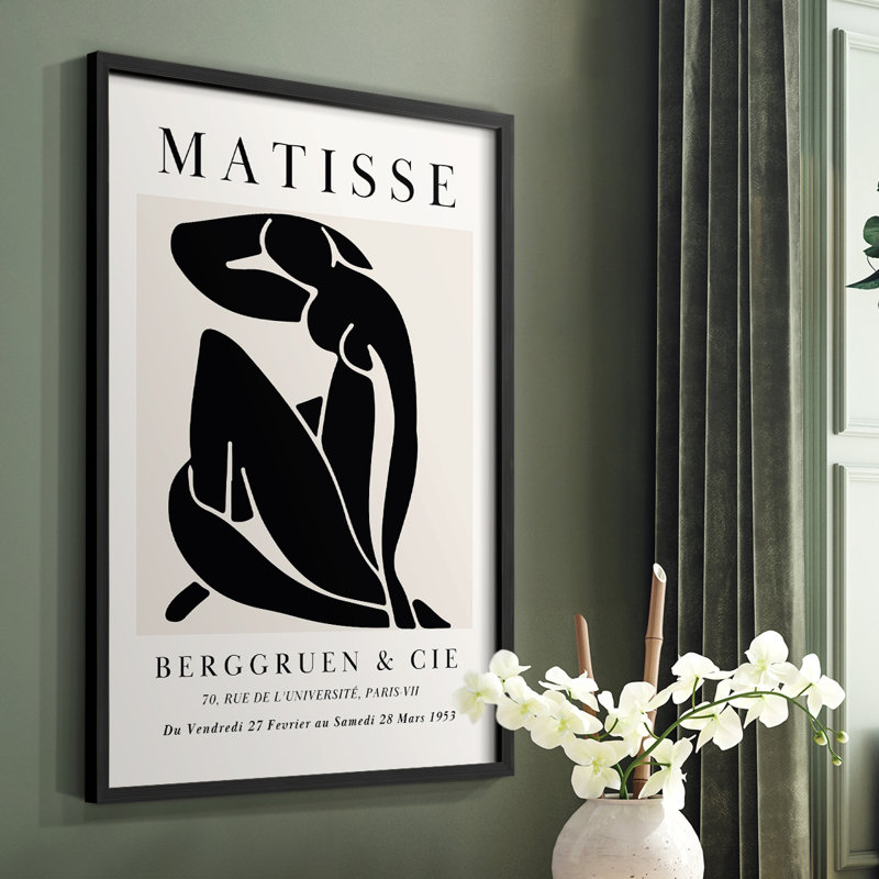 Matisse CDXC, reproduction encadrée - bois massif, Cadre simple noir, H 14 po x l 11 po