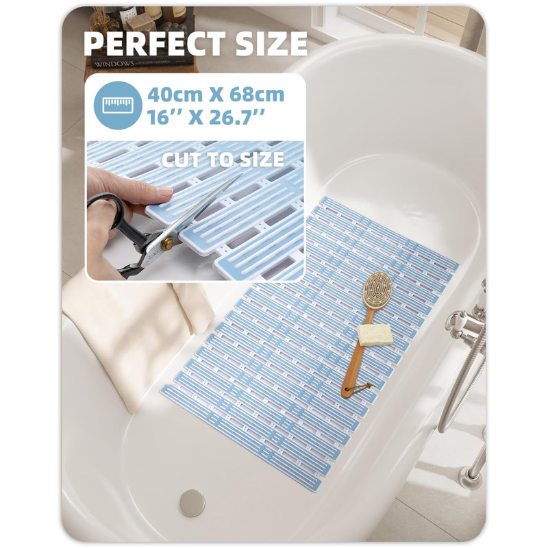 Tapis de bain, L 16 po x L 27 po, Bleu clair