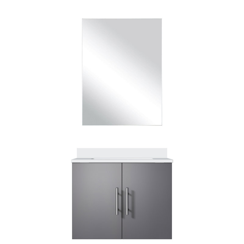 24 po L Comptoir de salle de bain gris foncé - comptoir en quartz, 18 miroirs, fermeture en douceur, espace de rangement spacieux, salle de bain en tache avec comptoir blanc et miroir