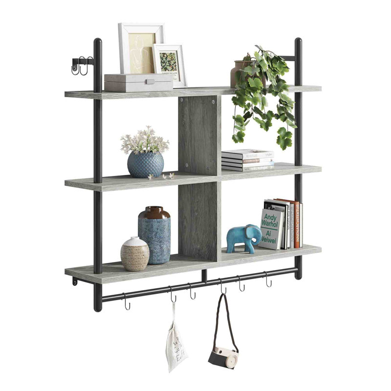 3 -Piece Tiered Shelf, Retro Grey