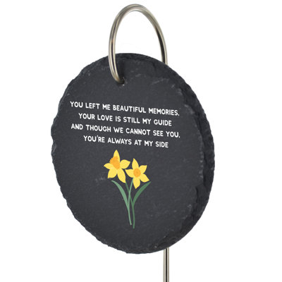 Brantlee Slate Heart Grave Marker Daffodil Memorial Plaque