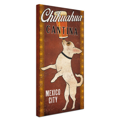 Dreyanna 'White Chihuahua on Red' Vintage Advertisement on Wrapped Canvas