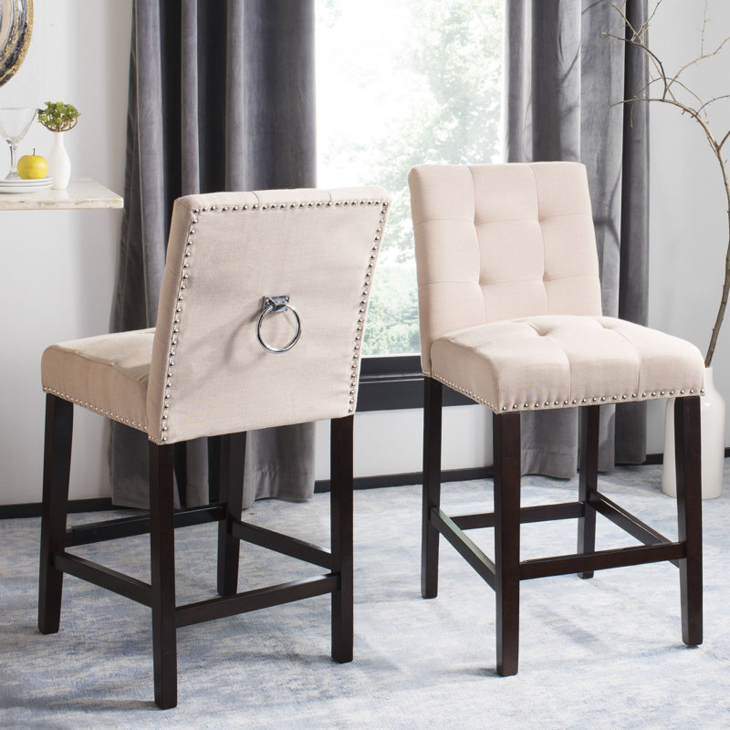 Tabouret de bar et de comptoir Audrick, Beige, Tabouret de comptoir (siège d'une hauteur de 26,5