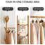 Bamboo 39" W Clothingt Hanging Rack Storage Shelves With Rattan Door