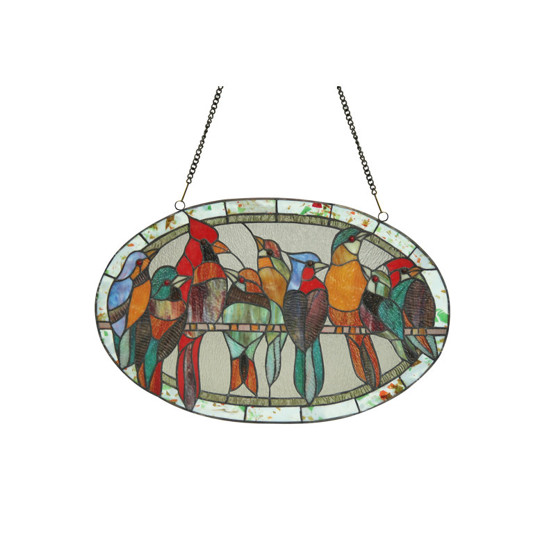 Panneau de fenêtre ovale en verre tiffany