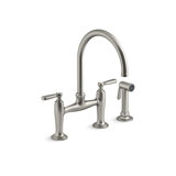 Edalyn by Studio McGee Two-Hole Bridge Kitchen Sink Faucet with Side Sprayer