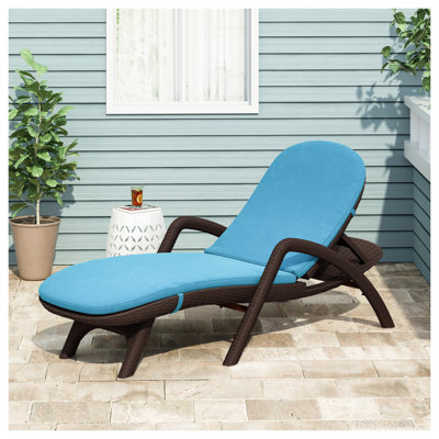 Coussin de chaise longue Mikael - 79 po x 28 po x 1 po, bleu, rembourré de mousse pour les meubles d'extérieur