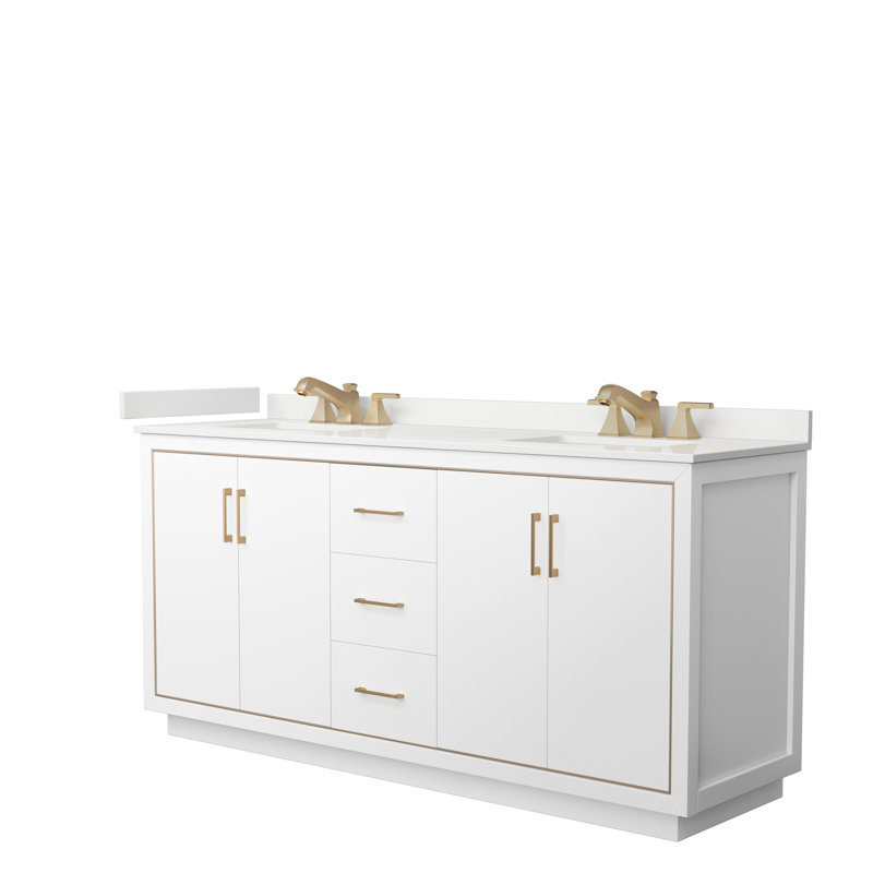 72'' W Double Vanity, WDX13332, White, Matte Black