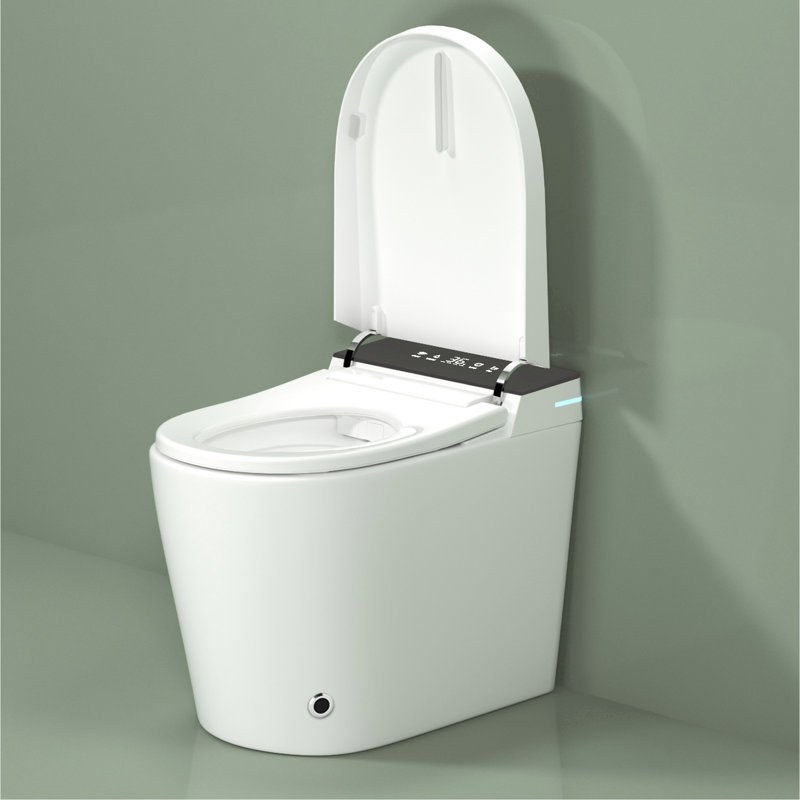Toilette compacte avec fonction de toilette intelligente - chasse d'eau automatique, siège chauffant, option de séchage à air chaud avec fonction bidet ouverte, sèche