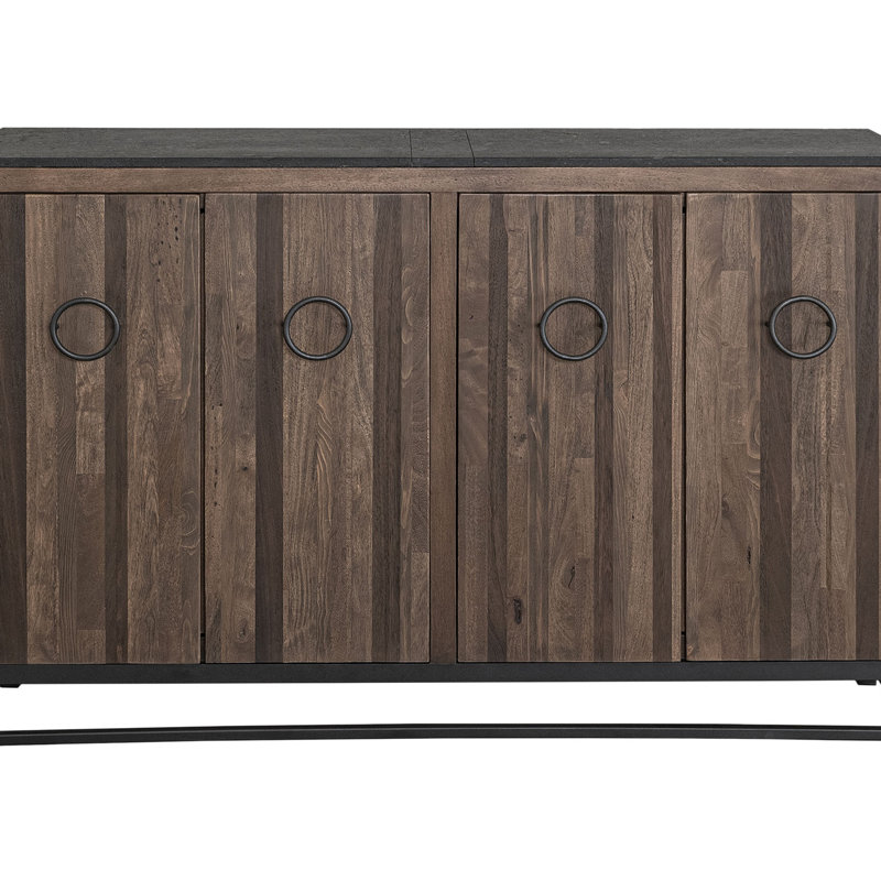 Buffet console Kianu, 4 portes, style planche brune, 59 pouces