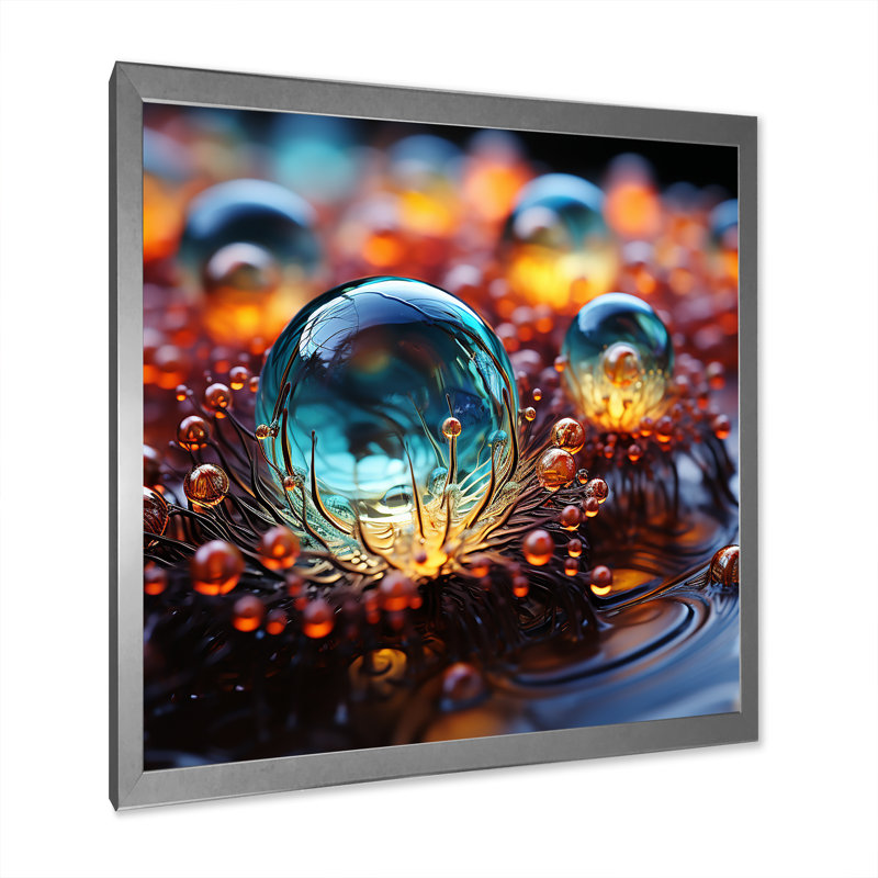 «3D Molecules Microscopic Wonders I - Abstract Shapes», impressions d'art mural, Cadre simple argenté