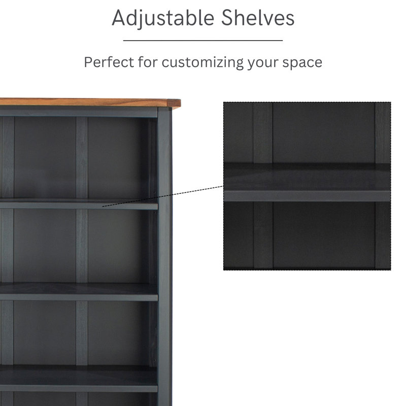 Aulay Tall Bookcase, Midnight Blue, Adjustable Shelves, 180cm H x 90cm W x 30cm D