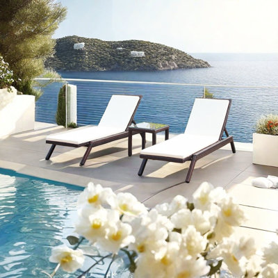 Krashana Outdoor Chaise Lounge Set with Table , Cushion Included