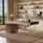 Home Office Executive Desk With 1 Cabinet Of 3 Drawers 3-Drawer Desktop Acrylic Legs Wood Grain Finish-393963526