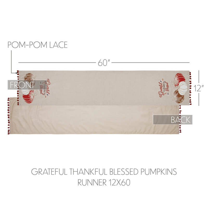 Harvest Blessings Rectangle No Pattern Table Runnner, 12" W x 60" L