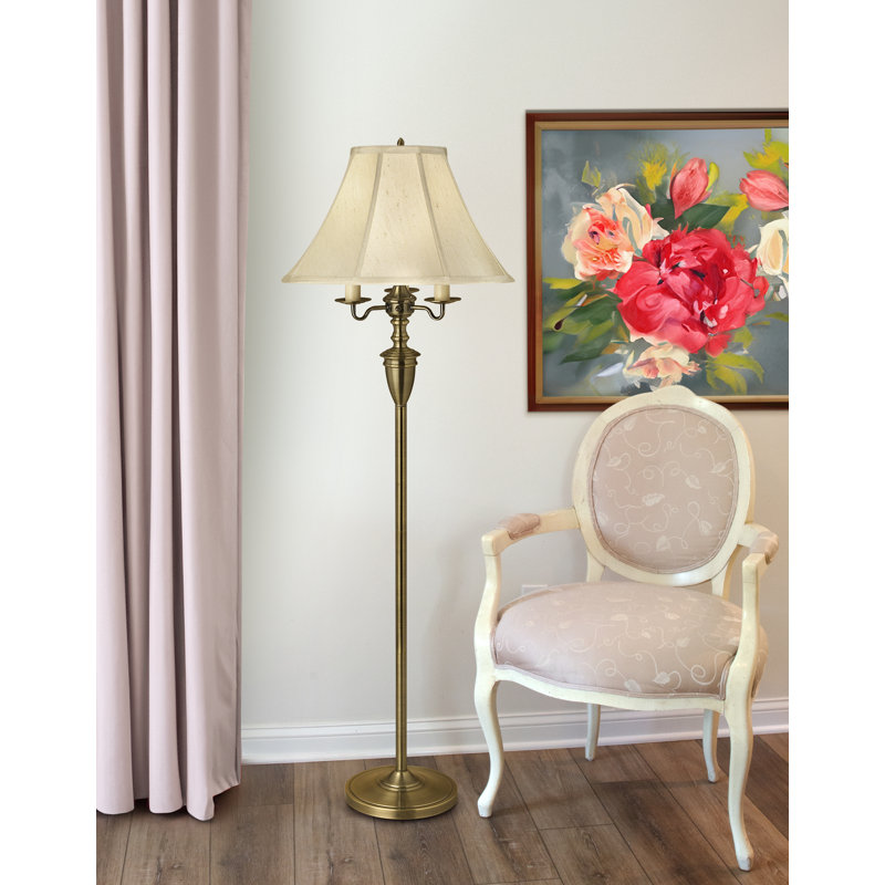 57'' Satin Antique Brass Task Floor Lamp