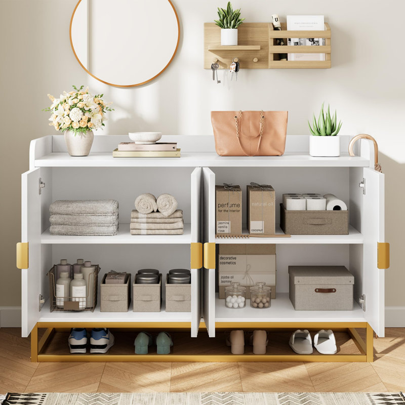 47.2"Fluted Sideboard with Storage Cabinet,Modern Kitchen Sideboard with Adjustable Shelves,Media Console Buffet Cabinet