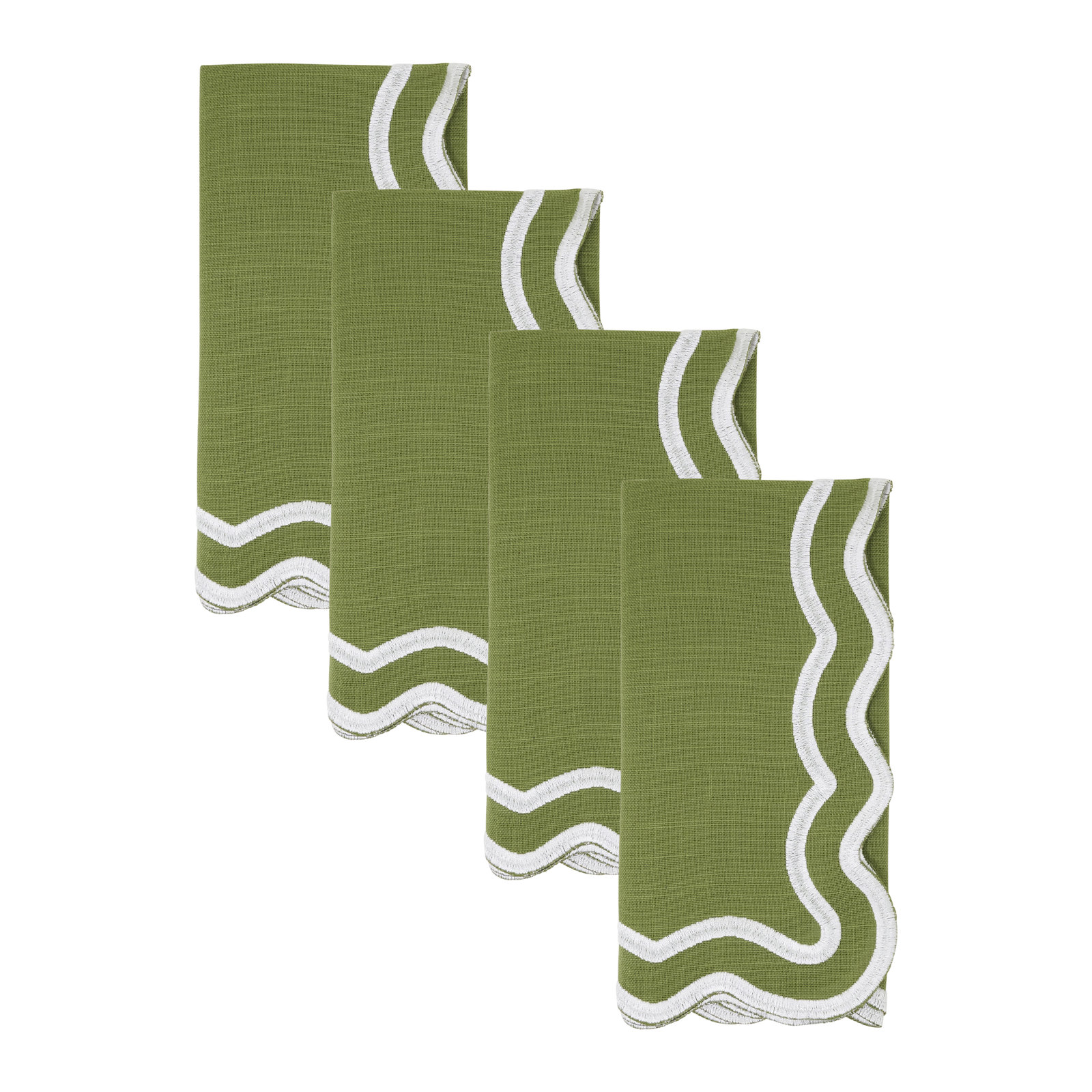 Scalloped Cotton Napkin, Kiwi