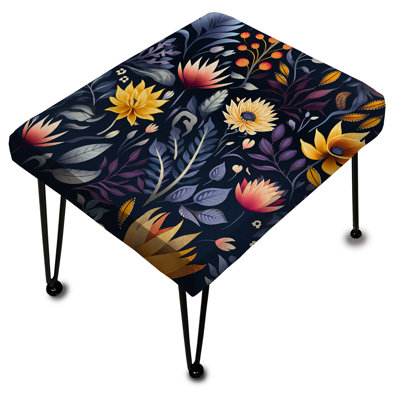 Repose-pieds jaune floral avec méditation zen jaune