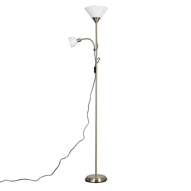 Hatton 176cm Torchiere Floor Lamp, No, Brushed Chrome