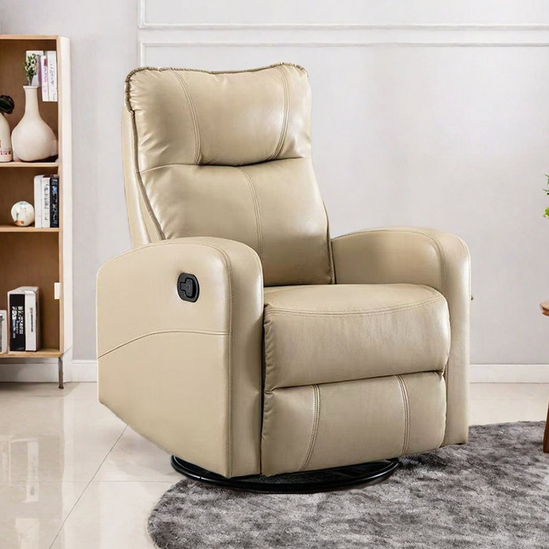 Fauteuil inclinable manuel multifonctionnel en similicuir, Beige gris