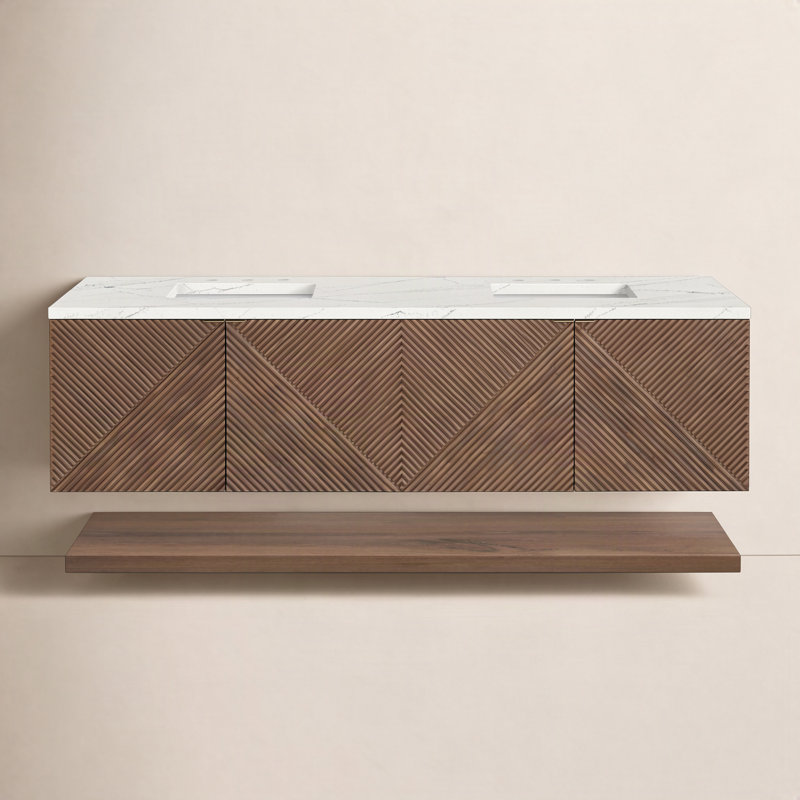 Meuble-lavabo double flottant 72 po Marcello, Noctis éthéré, 8 po