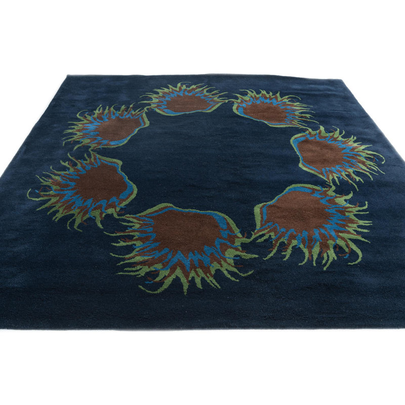 Tapis carré bleu marine Mullan