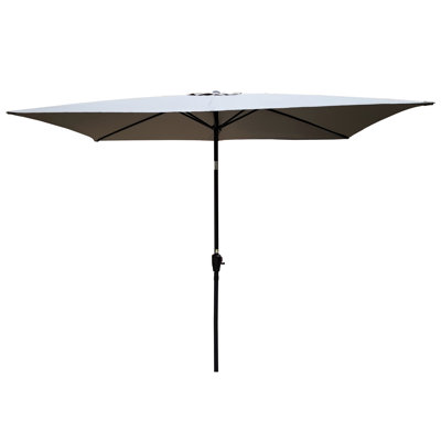 Parasol d'extérieur 6 pi x 9 pi - auvent, mât en acier thermolaqué, manivelle et inclinaison faciles pour le patio près de la piscine, toit ventilé, utilisation de la piscine à bouton-poussoir