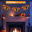 Guirlande d'araignées 52,4 "à DEL Halloween avec araignées vertes, toiles à DEL orange, 3 toiles / ensemble, utilisation intérieure et extérieure pour Halloween effrayant