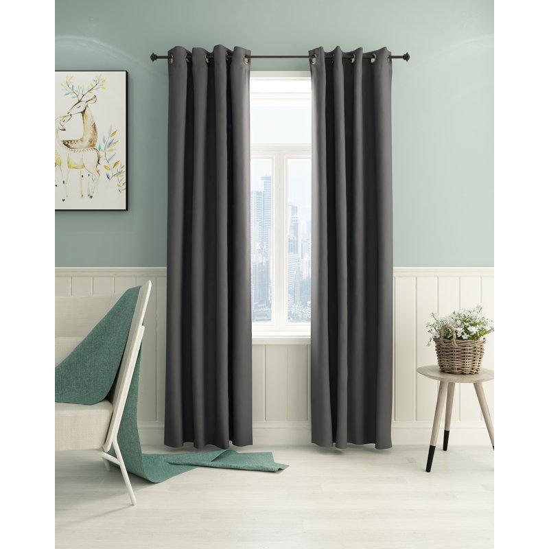 Mileti Blackout Sliding Panel Pair, Dark Gray, 52" W x 95" L