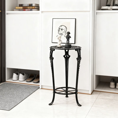 Support pour plante en métal à 2 niveaux avec fabrication en fonte robuste, support de jardinière d'intérieur peu encombrant pour le salon, la chambre à coucher et la cuisine