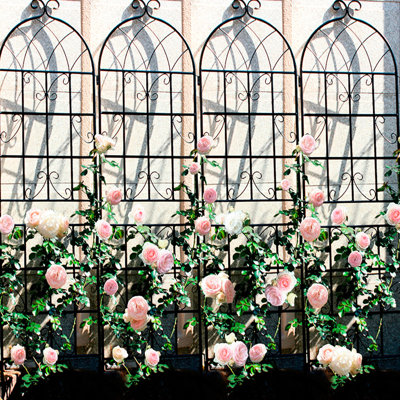 4 treillis de jardin en métal antirouille de 71 po x 19,7 po, support pour plantes d'extérieur, noir, facile à installer, matériau de tube galvanisé robuste, paquet de 4, treillis de 19,7 po, construction