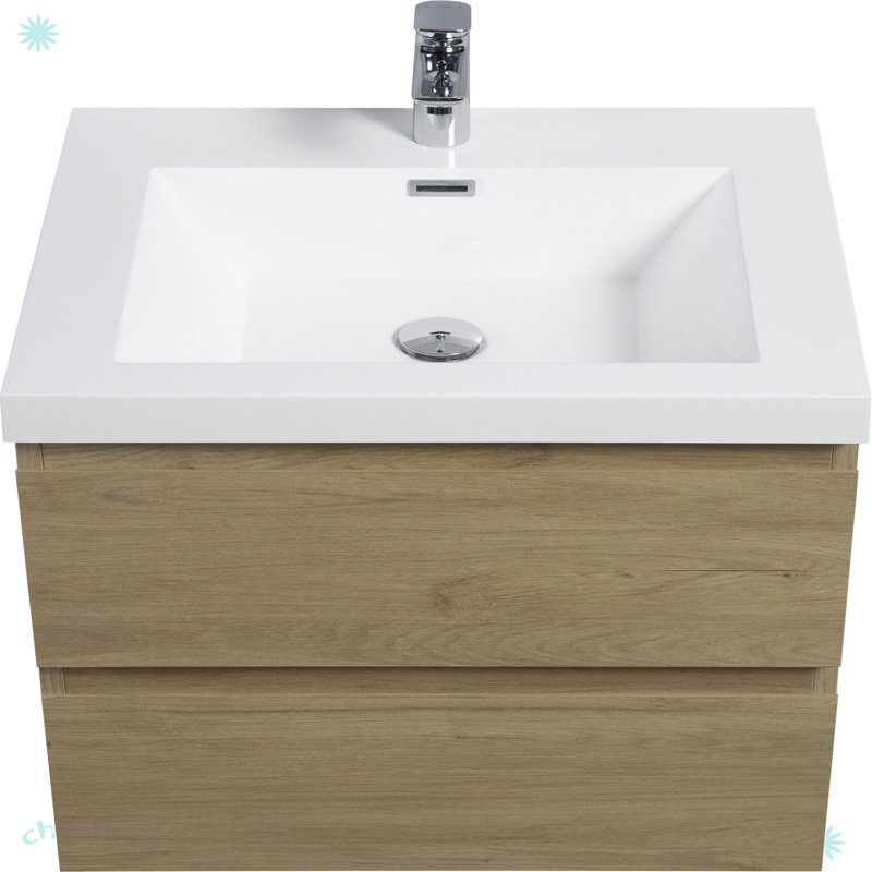 Meuble-lavabo flottant 24 po avec lavabo, Chêne