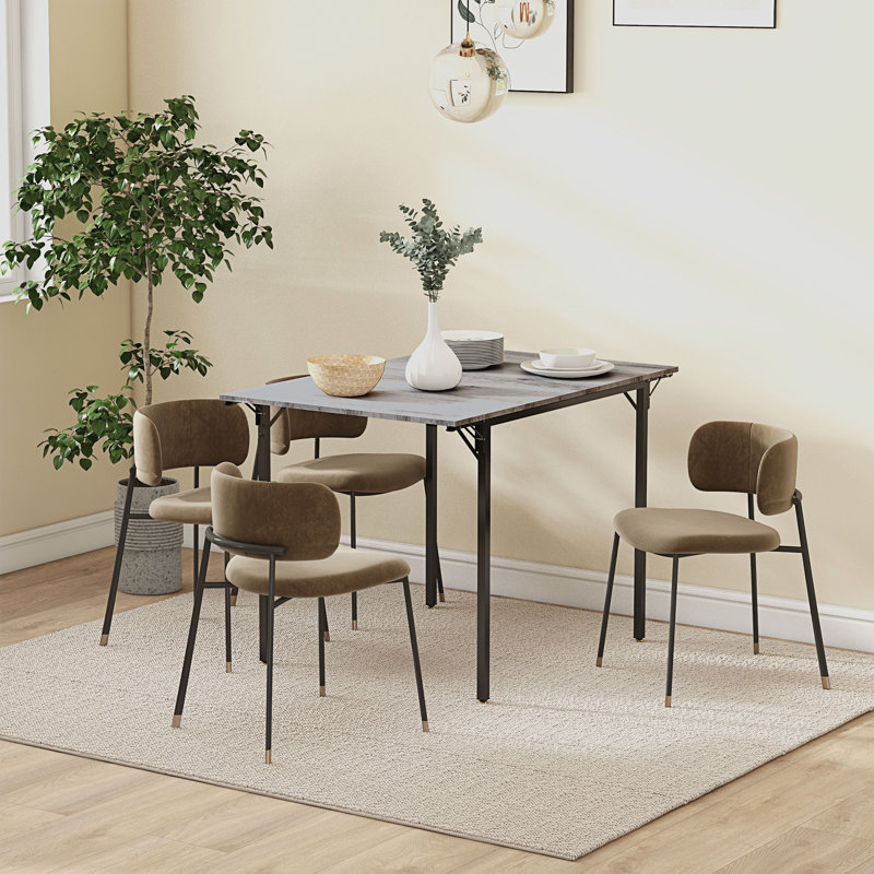 Folding Dining Table, Drop Leaf Table for Small Space, Grey