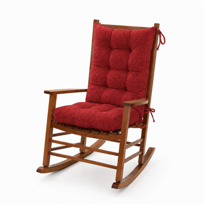 Tufted Rocking Chair Cushion Set, 21" x 17" Back Cushion and 17" x 17" Seat Pad Thick Mixed Filling with Secure Ties and Non-Slip Bottom,Chair Not Included