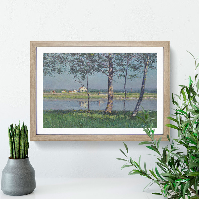 The River Seine by Gustave Caillebotte - Picture Frame Painting, 48cm H x 65cm W x 2cm D, Oak Framed