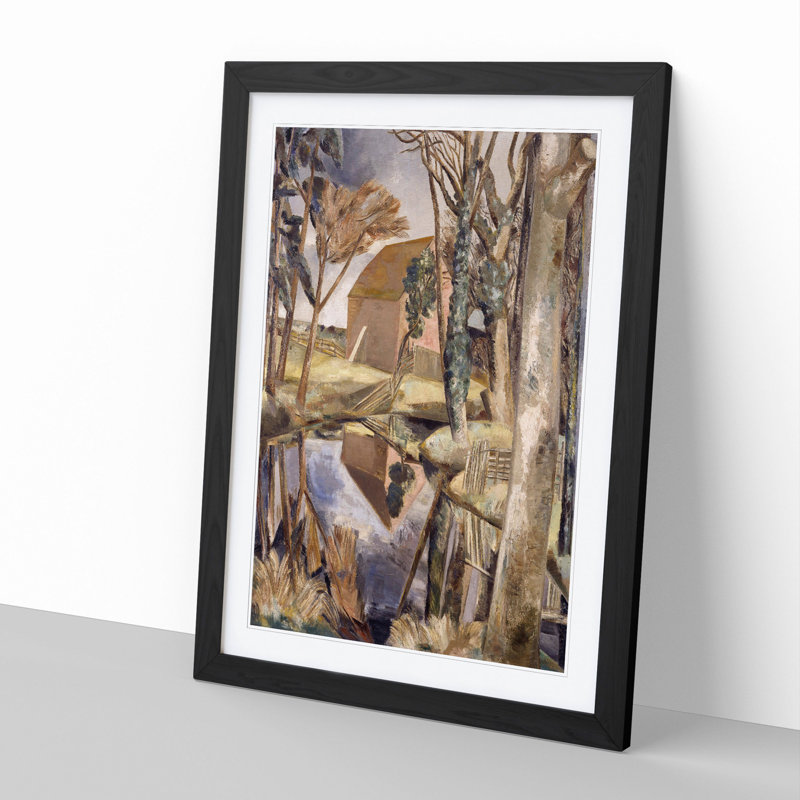 Oxenbridge Pond by Paul Nash - Picture Frame Painting, 36cm H x 27cm W x 2cm D, Black Framed