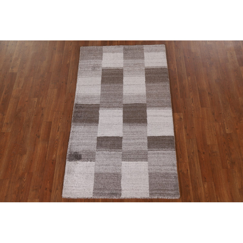Checkered Gabbeh Wool Area Rug 3x5