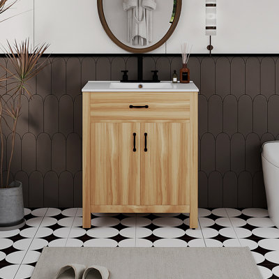 30'' Freestanding Single Sink Bathroom Vanity With Ceramic Top