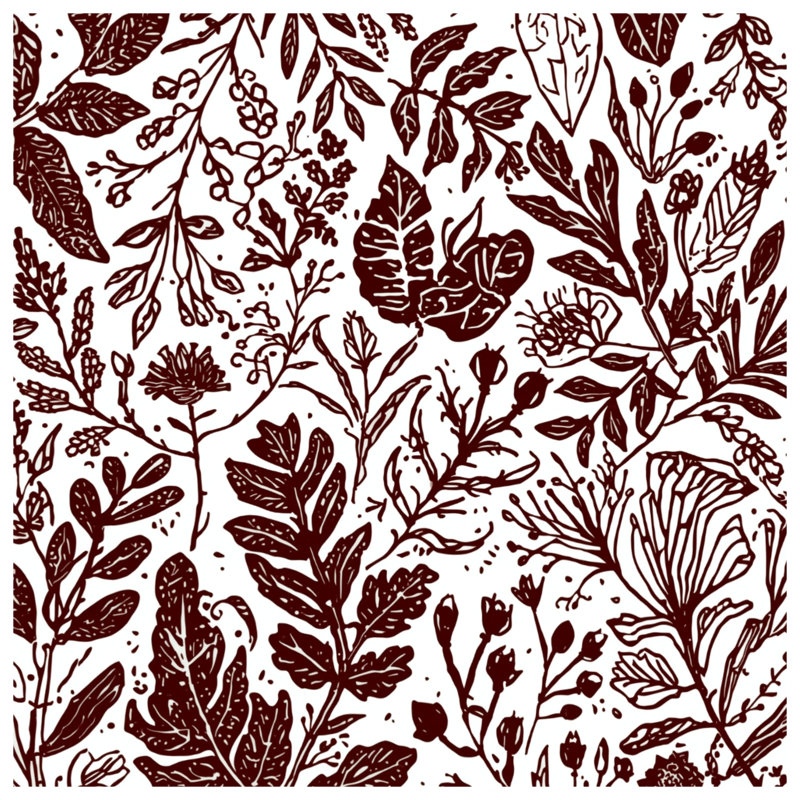 Botanical Leafy Pattern Bath Mat, 34in W x 21in L
