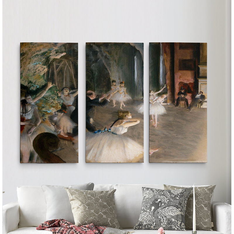 « simulation sur scène » par edgar degas, reproduction d’image multi-pièces sur toile, H 40 po x l 60 po x P 1,5 po